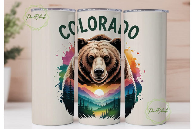 Colorado Bear 20oz Tumbler Wrap Sublimation PixelChick 