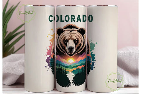 Colorado Bear 20oz Tumbler Wrap Sublimation PixelChick 