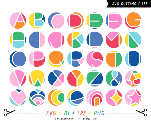 Colorblock Alphabet SVG SVG Miss Tiina 