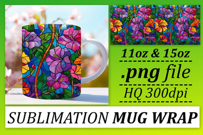Colorful 11oz/15oz Stained Glass Tree Wrap Design Sublimation afrosvg 