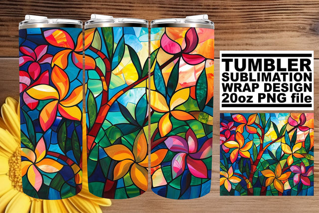 Colorful 20oz Stained Glass Tree Wrap Design Sublimation Sublimation afrosvg 