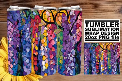 Colorful 20oz Stained Glass Tumbler Wrap Design Sublimation afrosvg 