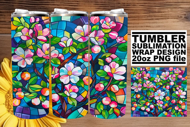 Colorful 20oz Stained Glass Wrap Tree Tumbler Sublimation Sublimation afrosvg 