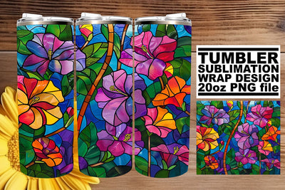 Colorful 20oz Tree Tumbler Wrap Stained Glass Art Sublimation afrosvg 