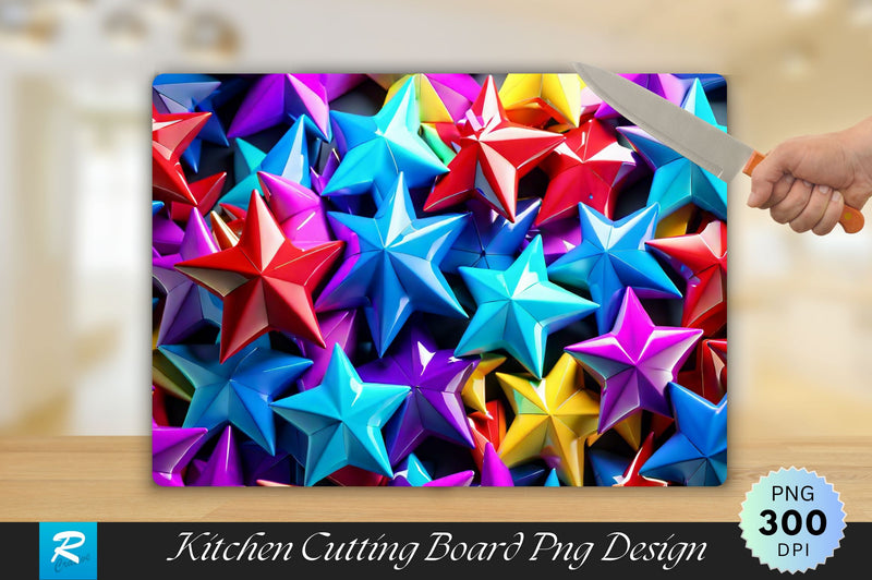 Colorful 3D Stars Background Cutting Board Sublimation Regulrcrative 
