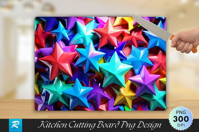 Colorful 3D Stars Background Cutting Board Sublimation Regulrcrative 