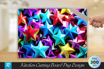 Colorful 3D Stars Background Cutting Board Sublimation Regulrcrative 