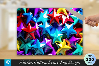 Colorful 3D Stars Background Cutting Board Sublimation Regulrcrative 