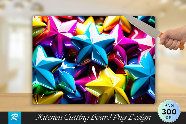 Colorful 3D Stars Cutting Board Sublimation Regulrcrative 