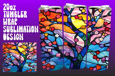 Colorful 3D Tree Tumbler Wrap 20oz PNG Sublimation afrosvg 