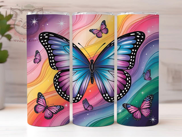Colorful Abstract Butterfly Tumbler, Spring Butterfly Tumbler, Colorful Butterfly Wrap, Artistic Butterfly Wrap, Abstract Floral Wrap, Sublimation Design, Trendy Gift Idea Sublimation Lara' s Designs 