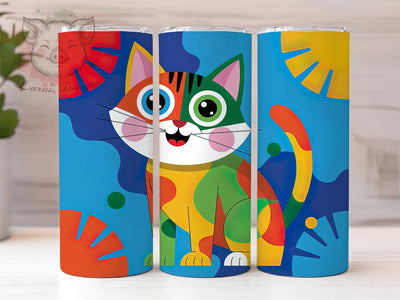 Colorful Abstract Cat Tumbler, Artistic Cat Tumbler, Modern 20oz Wrap, Sublimation Design, Stylish Gift Idea, Fun Cat Wrap, Creative Cat Tumbler Sublimation Lara' s Designs 