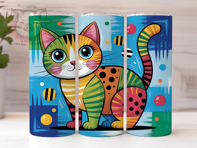 Colorful Abstract Cat Tumbler, Artistic Cat Tumbler, Modern 20oz Wrap, Sublimation Design, Stylish Gift Idea, Fun Cat Wrap, Creative Cat Tumbler Sublimation Lara' s Designs 