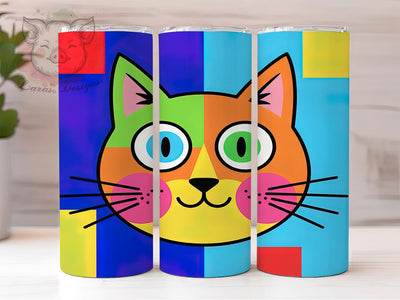 Colorful Abstract Cat Tumbler, Artistic Cat Tumbler, Modern 20oz Wrap, Sublimation Design, Stylish Gift Idea, Fun Cat Wrap, Creative Cat Tumbler Sublimation Lara' s Designs 