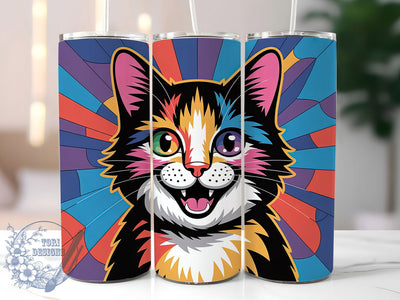 Colorful Abstract Cat Tumbler Wrap, High Quality, Vibrant Abstract, Artistic Style, Creative Design, Tumbler Wrap, Sublimation Design Sublimation ToriDesigns 