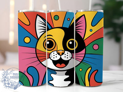 Colorful Abstract Cat Tumbler Wrap, High Quality, Vibrant Abstract, Artistic Style, Creative Design, Tumbler Wrap, Sublimation Design Sublimation ToriDesigns 
