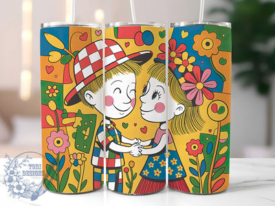 Colorful Abstract Couple Tumbler Wrap, High Quality, Cute Couple, Artistic Style, Vibrant Design, Tumbler Wrap, Sublimation Design Sublimation ToriDesigns 