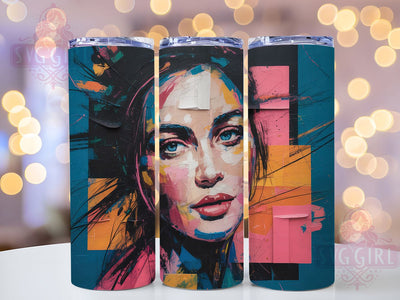Colorful Abstract Face Tumbler, Modern Design, Colorful Face, Tumbler Wrap, Sublimation Design, 20oz Tumbler, Contemporary Artwork Sublimation SvggirlplusArt 