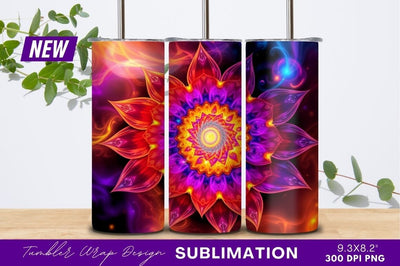 Colorful Abstract Flower Design Tumbler Png Sublimation Regulrcrative 