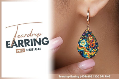 Colorful abstract fluid design teardrop earring png Sublimation Regulrcrative 