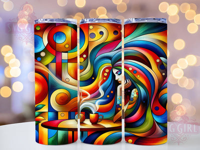 Colorful Abstract Lady Tumbler, Colorful Art, Artistic Coffee, Tumbler Wrap, Sublimation Design, 20oz Tumbler, Modern Artwork Sublimation SvggirlplusArt 