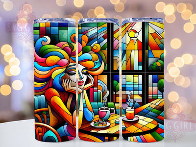 Colorful Abstract Lady Tumbler, Colorful Art, Artistic Coffee, Tumbler Wrap, Sublimation Design, 20oz Tumbler, Modern Artwork Sublimation SvggirlplusArt 