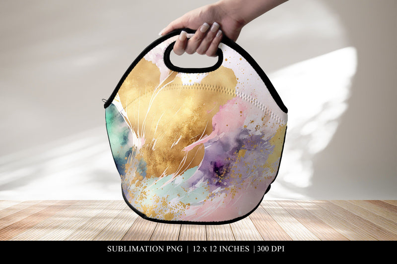 Colorful Abstract Lunch Tote Bag Sublimation Design Sublimation BijouBay 