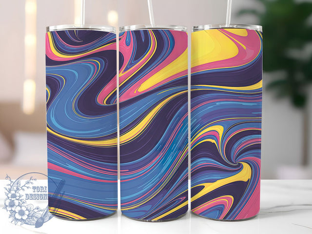 Colorful Abstract Swirl Tumbler, Colorful Swirls, Abstract Art, Stainless Steel, Vibrant Design, 20Oz Tumbler, Sublimation Wrap Sublimation ToriDesigns 