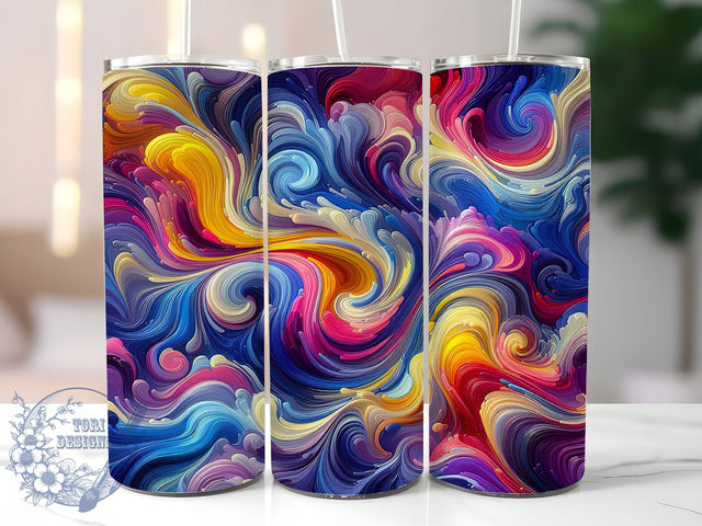 Colorful Abstract Swirl Tumbler, Colorful Swirls, Abstract Art, Stainless Steel, Vibrant Design, 20Oz Tumbler, Sublimation Wrap Sublimation ToriDesigns 