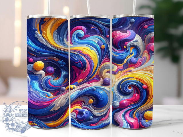 Colorful Abstract Swirl Tumbler, Colorful Swirls, Abstract Art, Stainless Steel, Vibrant Design, 20Oz Tumbler, Sublimation Wrap Sublimation ToriDesigns 