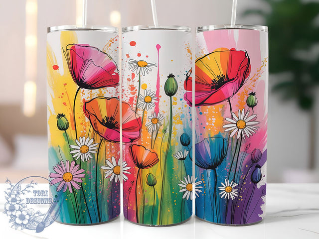 Colorful Abstract Wildflower Tumbler, Artistic Floral Tumbler, Colorful Abstract Wrap, Whimsical Flower Wrap, Modern Wildflower Wrap, Sublimation Design, Trendy Gift Idea Sublimation ToriDesigns 