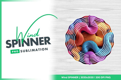Colorful Abstract Wind Spinner Round Png Design on Wood Grain Background 1 Sublimation Regulrcrative 