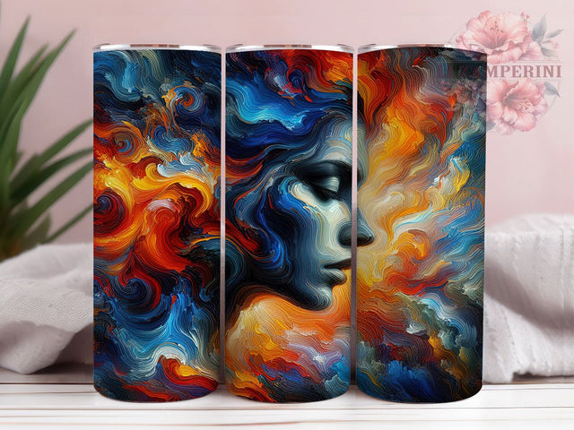 Colorful Abstract Woman Tumbler Wrap, Abstract Woman Design, 20oz Skinny Tumbler, Sublimation Tumbler PNG, Feminine Art Wrap, Artistic Tumbler Design, Digital Tumbler Print Sublimation Li Zamperini 