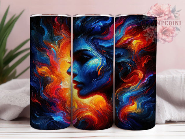 Colorful Abstract Woman Tumbler Wrap, Abstract Woman Design, 20oz Skinny Tumbler, Sublimation Tumbler PNG, Feminine Art Wrap, Artistic Tumbler Design, Digital Tumbler Print Sublimation Li Zamperini 