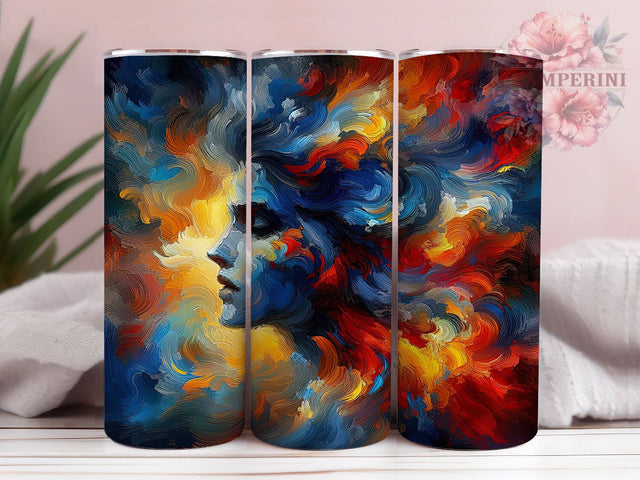 Colorful Abstract Woman Tumbler Wrap, Abstract Woman Design, 20oz Skinny Tumbler, Sublimation Tumbler PNG, Feminine Art Wrap, Artistic Tumbler Design, Digital Tumbler Print Sublimation Li Zamperini 