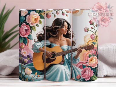 Colorful Afro Guitar Girl Tumbler Wrap, Colorful Afro, 3D Art, Guitar Theme, Ethnic Style, Tumbler Wrap, Sublimation Design Sublimation Li Zamperini 