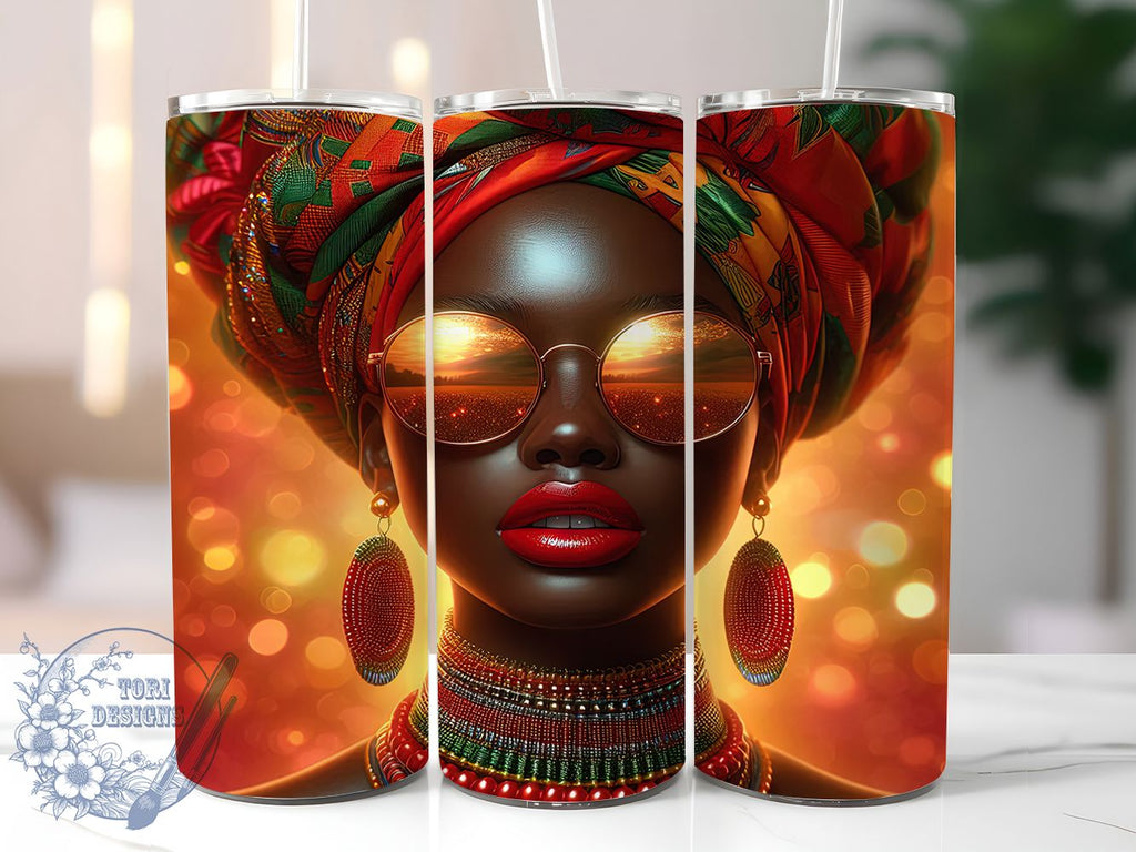 Colorful Afrocentric Woman Tumbler, Colorful Headwrap, Cultural Wrap ...