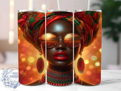 Colorful Afrocentric Woman Tumbler, Colorful Headwrap, Cultural Wrap, Sublimation Art, 20oz Tumbler, Bold Design, Stylish Pattern Sublimation ToriDesigns 