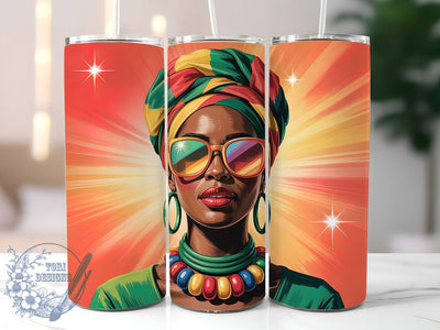 Colorful Afrocentric Woman Tumbler, Colorful Headwrap, Cultural Wrap, Sublimation Art, 20oz Tumbler, Bold Design, Stylish Pattern Sublimation ToriDesigns 