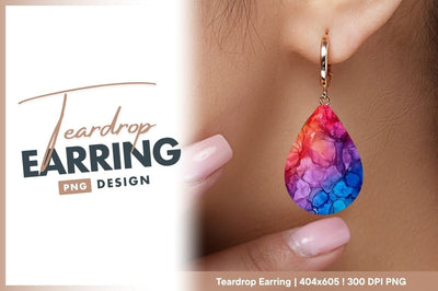 Colorful alcohol ink abstract painting teardrop earring png Sublimation Regulrcrative 