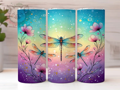 Colorful Alcohol Ink Dragonfly Tumbler, Colorful Insect Wrap, Artistic Ink Cup, Nature Sublimation Design, Valentine Gift Tumbler, Sweet Dragonfly Wrap, Adorable Ink Cup Sublimation Lara' s Designs 