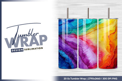 Colorful alcohol ink rainbow swirl tumbler png Sublimation Regulrcrative 