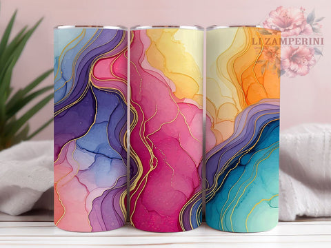 Colorful Alcohol Tumbler Wrap, Alcohol Tumbler, Pink and Gold Design, Teal Drinkware, 20oz Tumbler Wrap, Sublimation Art, Party Gift, Colorful Beverage Container Sublimation Li Zamperini 