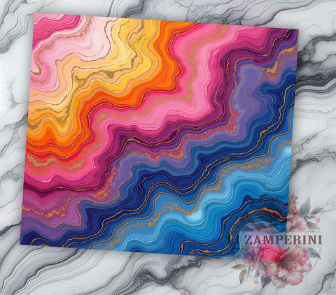 Colorful Alcohol Tumbler Wrap, Alcohol Tumbler, Pink and Gold Design, Teal Drinkware, 20oz Tumbler Wrap, Sublimation Art, Party Gift, Colorful Beverage Container Sublimation Li Zamperini 