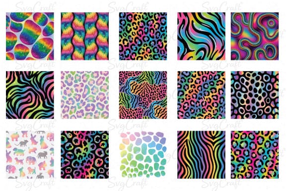 Colorful Animal Print Bundle 15 Sublimation Background PNG SVG Svgcraft 