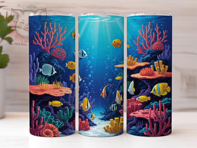 Colorful Aquarium Fish Tumbler, Ocean Tumbler Design, 20oz Tumbler Wrap, Sublimation Design, Marine Life Gift, Underwater Sea Wrap, Colorful Fish Tumbler Sublimation Lara' s Designs 