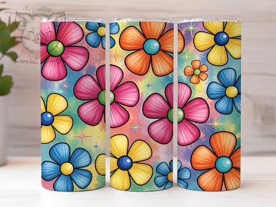 Colorful Art Pop Floral Tumbler, Floral Theme, Colorful Design, Modern Style, Bold Pattern, 20Oz Tumbler, Sublimation Wrap Sublimation Lara' s Designs 