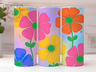 Colorful Art Pop Floral Tumbler, Floral Theme, Colorful Design, Modern Style, Bold Pattern, 20Oz Tumbler, Sublimation Wrap Sublimation Lara' s Designs 