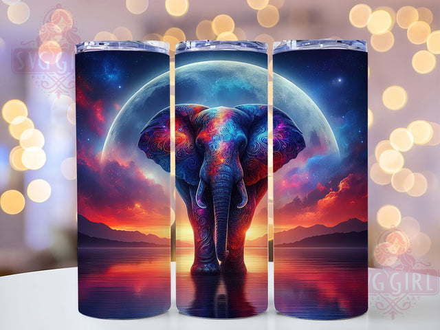 Colorful Artistic Elephant Tumbler, Vibrant Animal Wrap, Artistic Wildlife Design, Sublimation Cup, 20oz Skinny Tumbler, Boho Animal Drinkware, Bright Elephant Style Sublimation SvggirlplusArt 