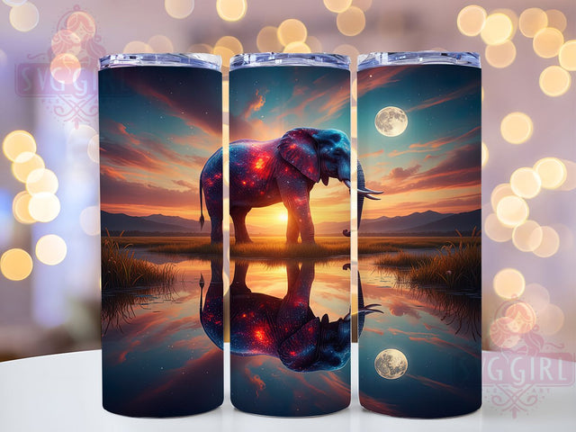 Colorful Artistic Elephant Tumbler, Vibrant Animal Wrap, Artistic Wildlife Design, Sublimation Cup, 20oz Skinny Tumbler, Boho Animal Drinkware, Bright Elephant Style Sublimation SvggirlplusArt 